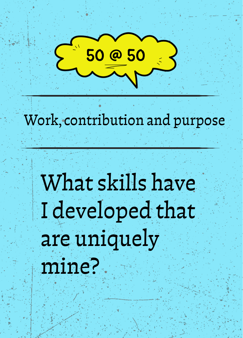 50 @ 50 reflection card &mdash; Work, Contribution and Purpose